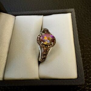 Northern Lights(TM) Quartz Andalusite & Diamond Rhodium over Silver. Sz 5.